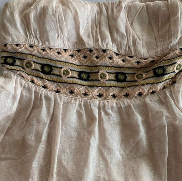Free People Boho Emboridered Strapless Dress Size 0 - Picture 3 of 9